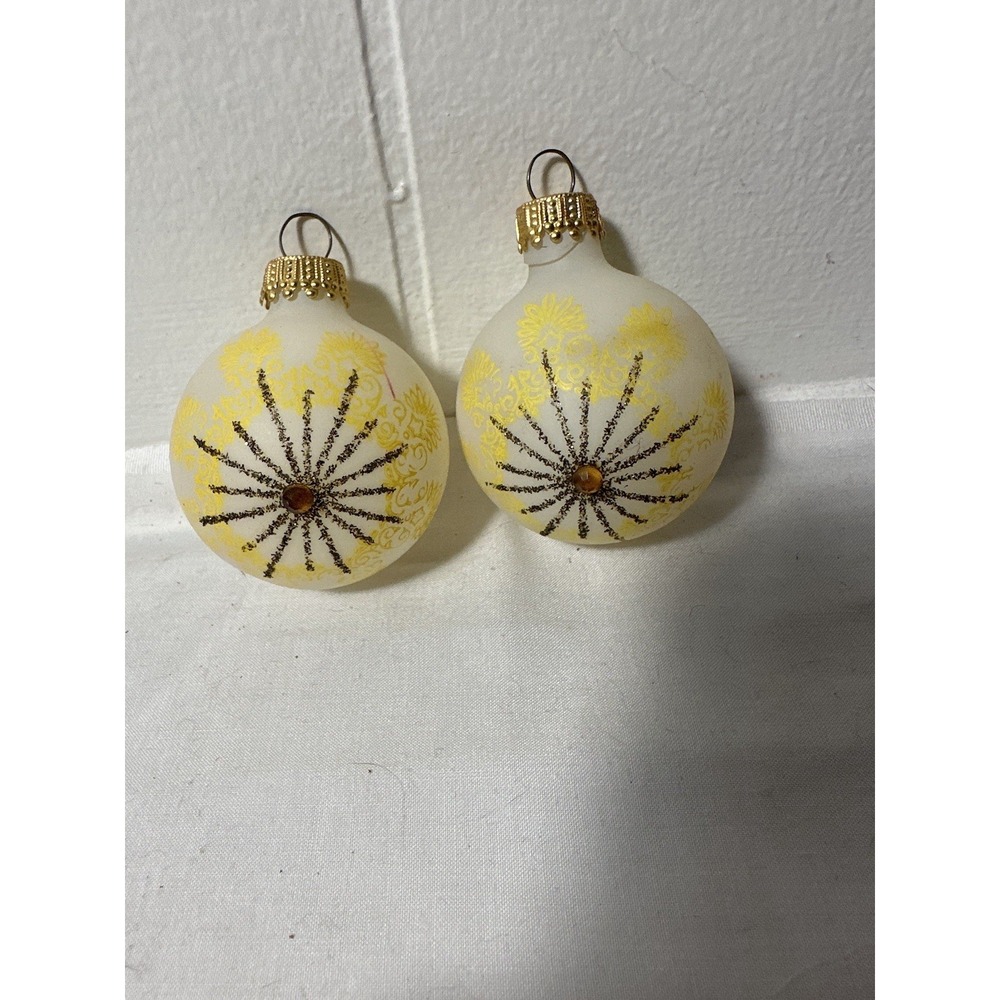 Lot Of 2 Vintage West Germany Ornaments - Mercury Glass Glitter‎ Great Condition